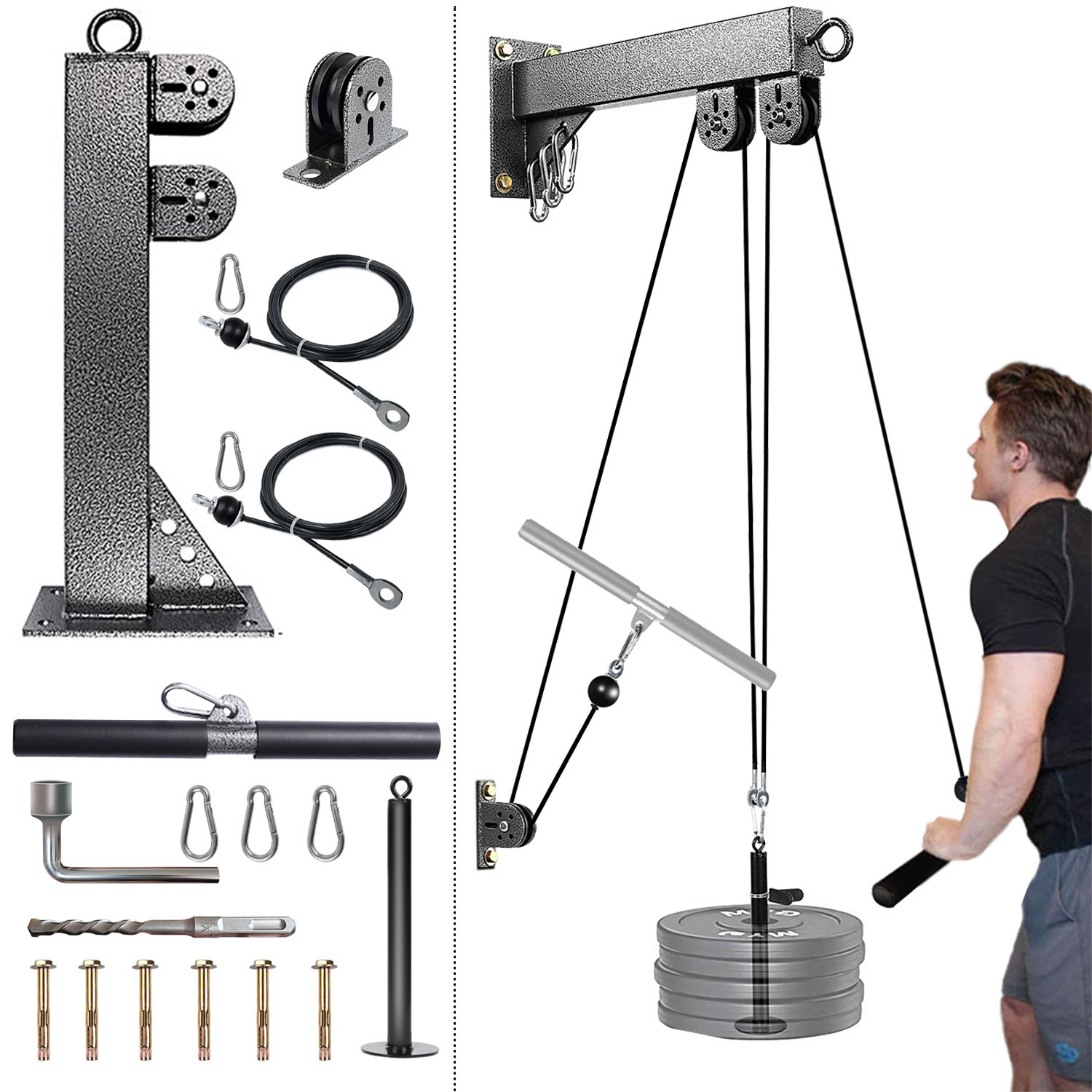 Pulley Home Gym - نظام بكرة مثبت على الحائط للياقة